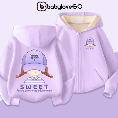 Áo khoác nỉ bé BabyloveGO 2.026 hoodie mũ + khóa kéo, giá 189k giảm mạnh 6