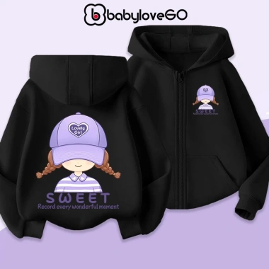 Áo khoác nỉ bé BabyloveGO 2.026 hoodie mũ + khóa kéo, giá 189k giảm mạnh 8