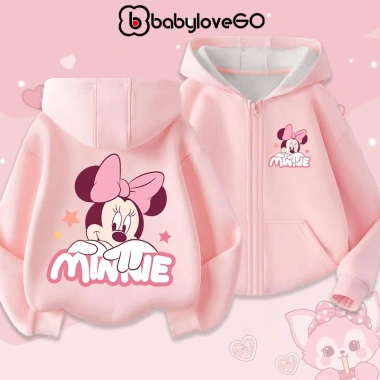 Áo khoác nỉ bé gái BabyloveGO hoodie 2 da dày dặn, ấm áp, in hình Mickey - 189k (giá gốc 236k)