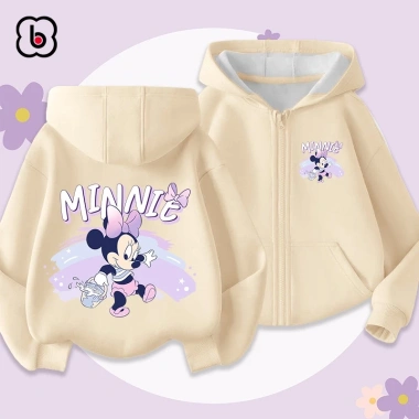 Áo khoác nỉ bé gái BabyloveGO hoodie 2 da dày dặn, ấm áp, in hình Mickey - 189k (giá gốc 236k)