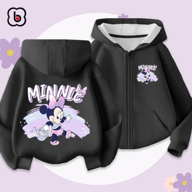 Áo khoác nỉ bé gái BabyloveGO hoodie 2 da dày dặn, ấm áp, in hình Mickey - 189k (giá gốc 236k)