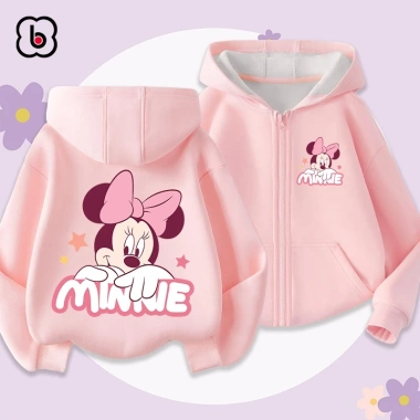 Áo khoác nỉ bé gái BabyloveGO hoodie 2 da dày dặn, ấm áp, in hình Mickey - 189k (giá gốc 236k)