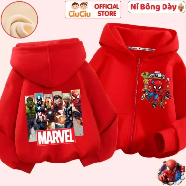 Áo Khoác Nỉ Bông Hoodie Bé Trai Siêu Nhân Marvel CIUCIU KID Vải Nỉ Lót Bông Mềm Mịn Ấm Áp 10 Áo Khoác Nỉ Bông Hoodie Bé Trai Siêu Nhân Marvel CIUCIU KID Vải Nỉ Lót Bông Mềm Mịn Ấm Áp 10