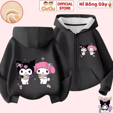 Áo khoác nỉ bông Kuromi cho bé gái CIUCIU KID - vải nỉ lót bông mềm, giữ nhiệt ấm áp, giảm giá 214k 5