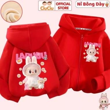 Áo Khoác Nỉ Bông Labubu Bé Gái CIUCIU KID Lót Bông Mềm Mịn Giữ Ấm 9‑35kg 214k 10