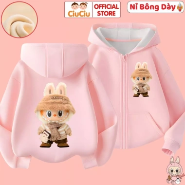 Áo khoác nỉ bông Labubu CIUCIU KID, vải nỉ lót bông dày dặn, ấm mềm giữ nhiệt 4