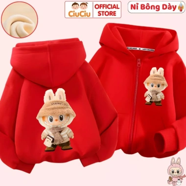 Áo khoác nỉ bông Labubu CIUCIU KID, vải nỉ lót bông dày dặn, ấm mềm giữ nhiệt 5