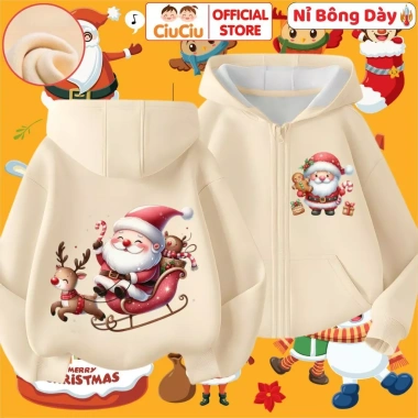 Áo Khoác Nỉ Bông Ông Già Noel Christmas Bé Trai & Bé Gái CIUCIU KID Lót Bông Giữ Nhiệt 3