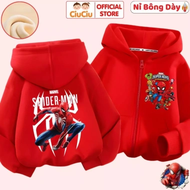 Áo khoác nỉ bông Siêu Nhân Người Nhện bé trai – Lót bông dày ấm, size 9‑35kg, giảm 20% 5