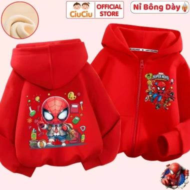 Áo khoác nỉ bông Siêu Nhân Người Nhện cho bé trai - CIUCIU KID, giữ ấm, lót bông dày dặn, mềm mại 2