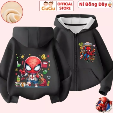 Áo khoác nỉ bông Siêu Nhân Người Nhện cho bé trai - CIUCIU KID, giữ ấm, lót bông dày dặn, mềm mại 4