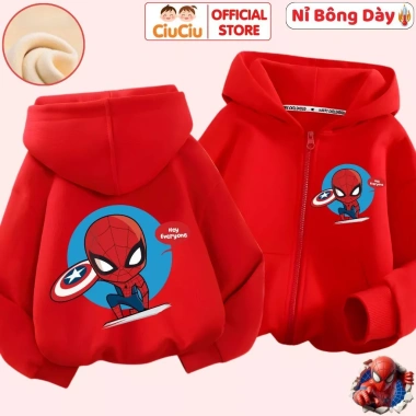 Áo khoác nỉ bông Spiderman bé trai CIUCIU KID, dày mềm mại, ấm giữ nhiệt, giá 214k 6
