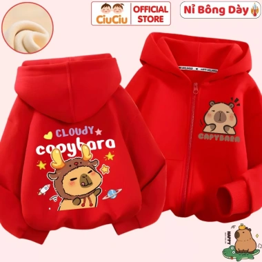 Áo khoác nỉ Capybara CIUCIU KID cho bé trai & bé gái - Co dãn, mềm, giữ ấm, 214k
