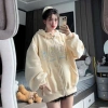 Áo khoác nỉ dày dặn boxy tay phồng, thêu chữ NCUUAA, cúc bấm cổ Ulzzang - giảm còn 199k 2