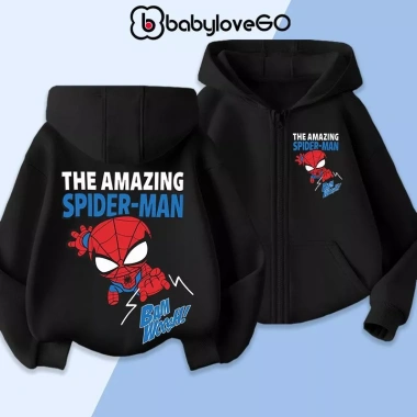 Áo khoác nỉ hoodie bé trai BabyloveGO in Marvel Spider‑Man, ấm dày, giảm giá 189k cho trẻ 1‑10 tuổi