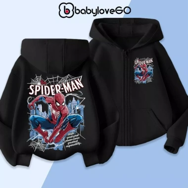 Áo khoác nỉ hoodie bé trai BabyloveGO in Marvel Spider‑Man, ấm dày, giảm giá 189k cho trẻ 1‑10 tuổi