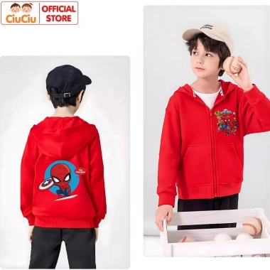 Áo khoác nỉ Hoodie Siêu Nhân Người Nhện bé trai - Nỉ da cá, size 9-33kg, 175.000₫