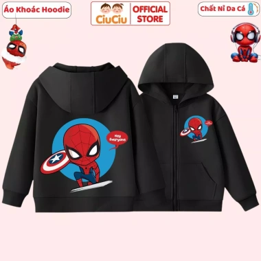 Áo khoác nỉ Hoodie Siêu Nhân Người Nhện bé trai - Nỉ da cá, size 9-33kg, 175.000₫ 9