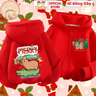Áo khoác nỉ lót bông Noel Capybara CIUCIU KID giữ nhiệt cho bé 9-35kg giảm giá 214k 2