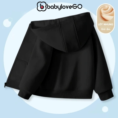 Áo khoác nỉ lót lông bé trai BabyloveGO AKN04 mùa đông, mũ, khóa kéo tiện lợi - 199.000₫ 8