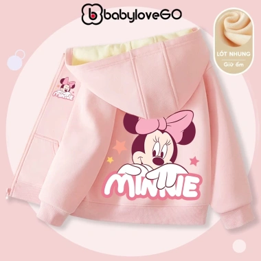 Áo khoác nỉ lót lông dày ấm bé gái BabyloveGO mùa đông kéo, mũ trùm rộng, chỉ 279k