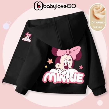 Áo khoác nỉ lót lông dày ấm bé gái BabyloveGO mùa đông kéo, mũ trùm rộng, chỉ 279k