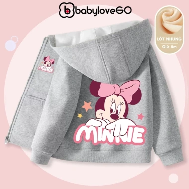 Áo khoác nỉ lót lông dày ấm bé gái BabyloveGO mùa đông kéo, mũ trùm rộng, chỉ 279k