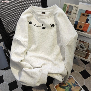 Áo khoác nỉ nữ Xám mùa thu, sweater dài tay con mèo in hình RTOML 119.999₫