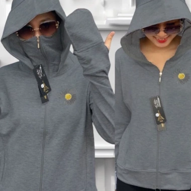 Áo khoác nữ chống nắng toàn thân thêu hoa cúc, có mũ và bo tay xỏ ngón: Giá chỉ 129.000₫