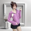 Áo khoác nữ chống nắng vải thun đốm co giãn 4 chiều – 6 túi, dây kéo dài tới mũi 4
