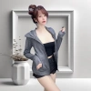 Áo khoác nữ chống nắng vải thun đốm co giãn 4 chiều – 6 túi, dây kéo dài tới mũi 7