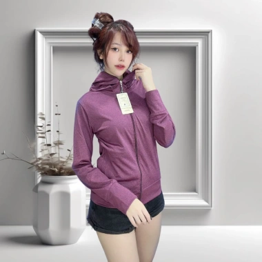 Áo khoác nữ chống nắng vải thun đốm co giãn 4 chiều – 6 túi, dây kéo dài tới mũi 8