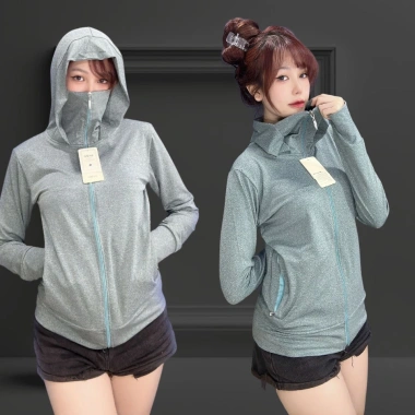 Áo khoác nữ chống nắng vải thun đốm co giãn 4 chiều – 6 túi, dây kéo dài tới mũi 10
