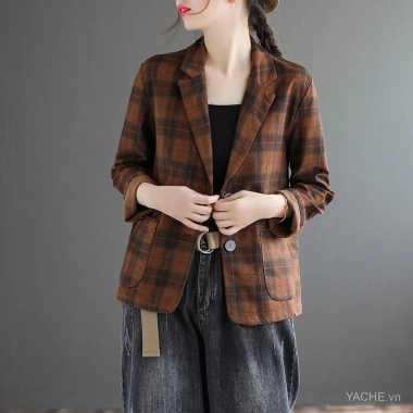 Áo khoác nữ kẻ sọc giản dị cổ điển mùa xuân - rộng rãi, dễ phối, tôn dáng dài tay - 492.480 VND 4 Áo khoác nữ kẻ sọc giản dị cổ điển mùa xuân - rộng rãi, dễ phối, tôn dáng dài tay - 492.480 VND 4