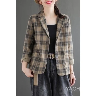 Áo khoác nữ kẻ sọc giản dị cổ điển mùa xuân - rộng rãi, dễ phối, tôn dáng dài tay - 492.480 VND