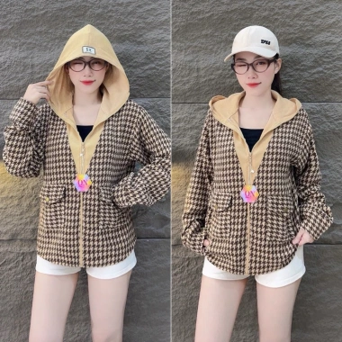 Áo khoác nữ QUỲNH NHI mùa hè - Flannel + thun gân, mềm, nón chống nắng - 229k 4