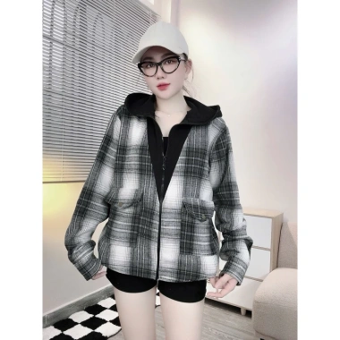 Áo khoác nữ QUỲNH NHI mùa hè - Flannel + thun gân, mềm, nón chống nắng - 229k 5