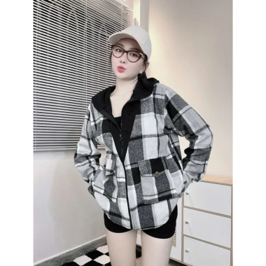 Áo khoác nữ QUỲNH NHI mùa hè - Flannel + thun gân, mềm, nón chống nắng - 229k 9