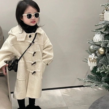 Áo khoác nút sừng mũ len thu đông cho bé trai bé gái - Hàn Quốc sang trọng, trung nhỏ