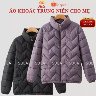 Áo khoác phao chần bông siêu nhẹ họa tiết sóng: Giá ưu đãi 250.000 cho mẹ và người già