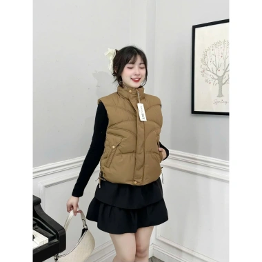Áo khoác phao gile 3 lớp trần bông lót lụa 40-75kg cổ đứng túi 2 bên mẫu 2.025 169k