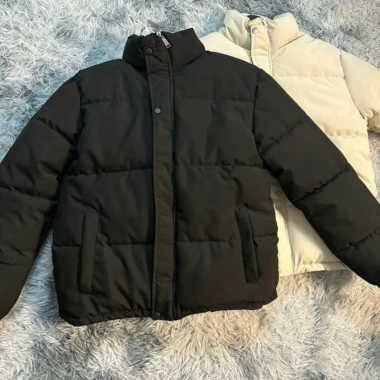 Áo Khoác Phao Mùa Đông Unisex Form Rộng Không Logo Chống Rách Giữ Ấm Hot 2.024 cho nam nữ 3