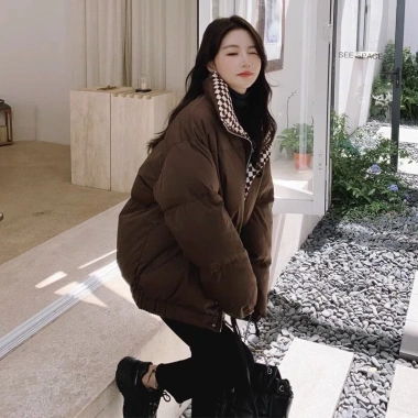 Áo khoác phao mùa đông unisex KUNKUN SP77 dáng rộng 2 mặt họa tiết kẻ caro giá ưu đãi 289k