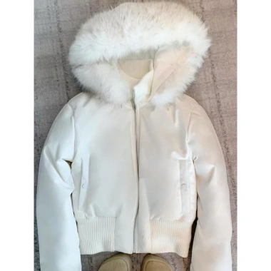 Áo khoác phao ngắn có mũ lông, form fit chun eo, thời trang mùa đông - chỉ 399.000₫ 2