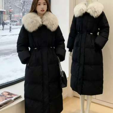 Áo khoác phao nữ dài cổ lông to sang, form suông, du lịch mùa lạnh - 599k 5