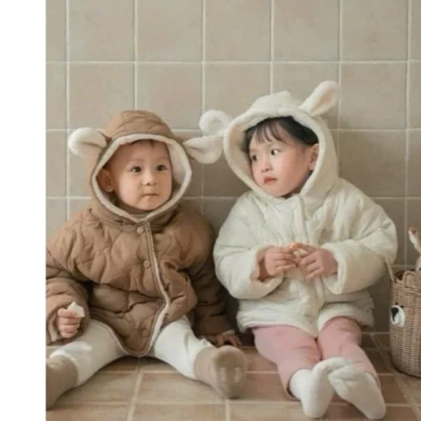 Áo khoác phao tai thỏ cho bé 7-26kg, lót lông dày mềm mịn, giảm giá - Tini Kids