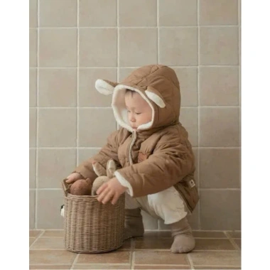 Áo khoác phao tai thỏ cho bé 7-26kg, lót lông dày mềm mịn, giảm giá - Tini Kids
