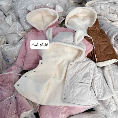Áo khoác phao tai thỏ cho bé 7-26kg, lót lông dày mềm mịn, giảm giá - Tini Kids