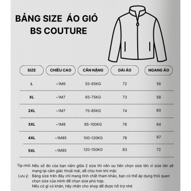 Áo khoác size lớn 55-150kg, chất gió tráng bạc, ngăn UV, 2 lớp nẹp đen – COUTURE 169k 9