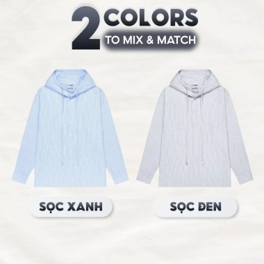 Áo khoác sơ mi Oxford nón rộng chống nắng, vải dày, form đứng trẻ trung - 190k